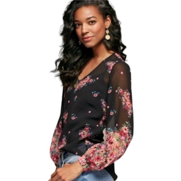 CAbi Blooming Blouse Floral Sheer Top Style 3594 Medium - Picture 1 of 12